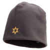 Jewish Star of David Icon Embroidered Big Size Vertical Seam Polyester Fleece Short Beanie - Heather XL-3XL