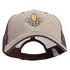 Mardi Gras Fleur De Lis Embroidered Big Size Garment Washed Cotton Twill Mesh Cap - Khaki-Brown XL-3XL