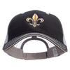 Mardi Gras Fleur De Lis Embroidered Big Size Garment Washed Cotton Twill Mesh Cap - Black-Grey XL-3XL