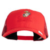 United States Marines Semper Fi Emblem Embroidered 6 Panel Structured Cotton Twill Mesh Cap Made in USA - Red OSFM