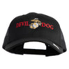 Devil Dog Embroidered 6 Panel Structured Cotton Twill Mesh Cap Made in USA - Black OSFM