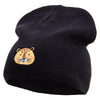 Cute Leopard Embroidered Big Size Superior Cotton Short Knit Beanie - Black XL-3XL