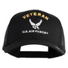 Veteran US Air Force Embroidered Solid Cotton Twill Mesh Cap - Black OSFM
