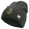 Licensed Star US Army Veteran Military Embroidered 8 Inch Knitted Short Beanie - DK-Grey OSFM