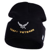 USAF Veteran Logo Embroidered 12" Knit Cuff Long Beanie - Black OSFM