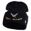 USAF Retired Logo Embroidered 12" Knit Cuff Long Beanie - Black OSFM