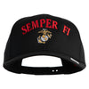 US Marine Semper Fidelis Design Embroidered Solid Cotton Twill Pro Style Cap - Black OSFM
