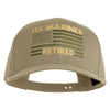 US Marines Retired Flag Design Embroidered Solid Cotton Twill Pro Style Cap - Khaki OSFM
