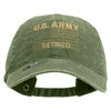 Licensed U.S. Army Retired Flag Embroidered Washed Solid Pigment Dyed Cotton Twill Brass Buckle Cap - Olive OSFM