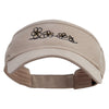 Plumeria Flowers Embroidered Brushed Bull Denim Sun Visor - Khaki OSFM