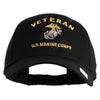 Veteran US Marine Corps Embroidered Solid Cotton Twill Low Profile Cap - Black OSFM