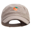 Orange Embroidered Garment Washed Adjustable Army Cap - Khaki OSFM