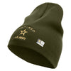 Licensed US Army Retired Military Embroidered 8 Inch Solid Knit Short Beanie Made in USA - Olive OSFM