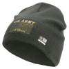Licensed US Army Veteran Flag Embroidered 8 Inch Knitted Short Beanie - DK-Grey OSFM