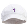 Grapes Embroidered Cotton Elastic Big Size Newsboy Cap - White XL-2XL