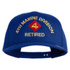 4th Marine Division Retired Embroiered Solid Cotton Twill Pro Style Cap - Royal OSFM