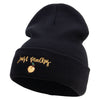 Just Peachy Embroidered 12 inch Acrylic Cuffed Long Beanie - Black OSFM