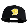 Gold Lion Iron on Patched 6 Panels Round Bill Cap - Black OSFM