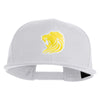 Gold Lion Iron on Patched 6 Panels Round Bill Cap - White OSFM