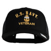 USN Veteran Embroidered Solid Cotton Twill Mesh Prostyle Cap - Black OSFM