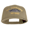 US Submarine Retired Logo Embroidered Solid Cotton Twill Pro Style Cap - Khaki OSFM