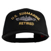 US Submarine Retired Logo Embroidered Solid Cotton Twill Pro Style Cap - Black OSFM