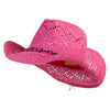 UPF 50+ Ladies Straw Cowboy Hat - Hot-Pink OSFM