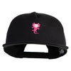 Dancing Axolotl Embroidered 5 Panel Cotton High Profile Flat Bill Unstructured Cap - Black OSFM