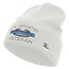 Licensed US Infantry Veteran Embroidered 12 Inch Long Knitted Beanie - White OSFM
