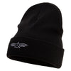 Abstract Airforce Emblem Embroidered Big Size Acrylic Long Beanie - Black XL-3XL