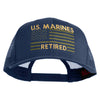 US Marines Retired Flag Design Embroidered Solid Cotton Twill Mesh Prostyle Cap - Navy OSFM