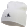 Plane Blade Propeller Icon Embroidered 8 Inch Short Beanie - White OSFM