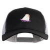 Swimming Capybara Embroidered Constructed Twill Mesh Trucker Cap - Black Grey OSFM
