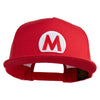 Mario World Logo Circle Patched 5 Panel Mesh Trucker Snapback Cap - Red OSFM