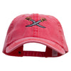 Dual Pirate Swords Embroidered Big Size Washed Pigment Dyed Cap - Red XL-3XL