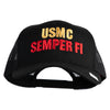 USMC Semper Fi Embroidered Solid Cotton Twill Mesh Prostyle Cap - Black OSFM