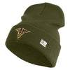 Veterinary Corps Logo Embroidered 12 Inch Solid Knit Cuff Long Beanie Made in USA - Olive OSFM