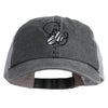 Military Dog Tags Embroidered Washed Pigment Dyed Twill Trucker Cap - Black-Grey OSFM