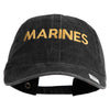 Marines Letter Embroidered Washed Solid Pigment Dyed Cotton Twill Brass Buckle Cap - Olive OSFM