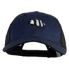 Three Stripe Damselfish Embroidered Big Size Garment Washed Cotton Twill Mesh Cap - Navy Black XL-3XL