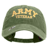 Licensed Army Veteran Letters Embroidered Washed Solid Pigment Dyed Cotton Twill Brass Buckle Cap - Olive OSFM
