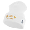 Navy Veteran Letters Embroidered 12 inch Cuffed Knit YP Long Beanie - White OSFM