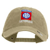 Licensed 82nd Airborne Veteran Embroidered Washed Solid Pigment Dyed Cotton Twill Brass Buckle Cap - Khaki OSFM