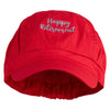 Happy Retirement Embroidered Cotton Elastic Newsboy Cap - Red-2 OSFM