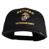 Retired US Marine Corps Embroidered Solid Cotton Twill Pro Style Cap - Black OSFM