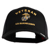Veteran US Marine Corps Embroidered Solid Cotton Twill Mesh Prostyle Cap - Black OSFM