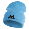 Judging Cat Logo Embroidered 12 Inch Solid Knit Cuff Long Beanie Made in USA - Carolina Blue OSFM