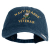US Navy Seabee Veteran Military Embroidered Washed Solid Pigment Dyed Cotton Twill Brass Buckle Cap - Navy OSFM