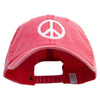 Peace Symbol Embroidered Big Size Washed Pigment Dyed Cap - Red XL-3XL