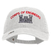 Licensed US Army Corps of Engineers Embroidered Washed Solid Pigment Dyed Cotton Twill Brass Buckle Cap - White OSFM